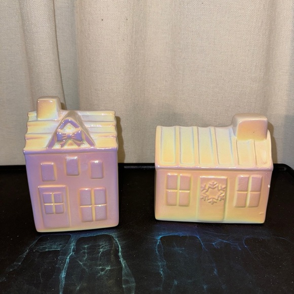 Iridescent ceramic Christmas houses target bullseye - Picture 2 of 4